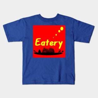 Eatery Logo Design on Blue Background Kids T-Shirt